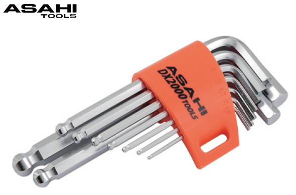 DX2000 メッキ AZS ボールポイント六角棒レンチセット 9本組 1.5-10mm 