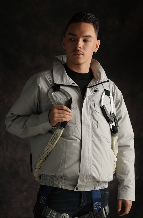 COOLING BLAST 長袖ワークブルゾン 綿100% シルバーグレー フルハーネス対応服地