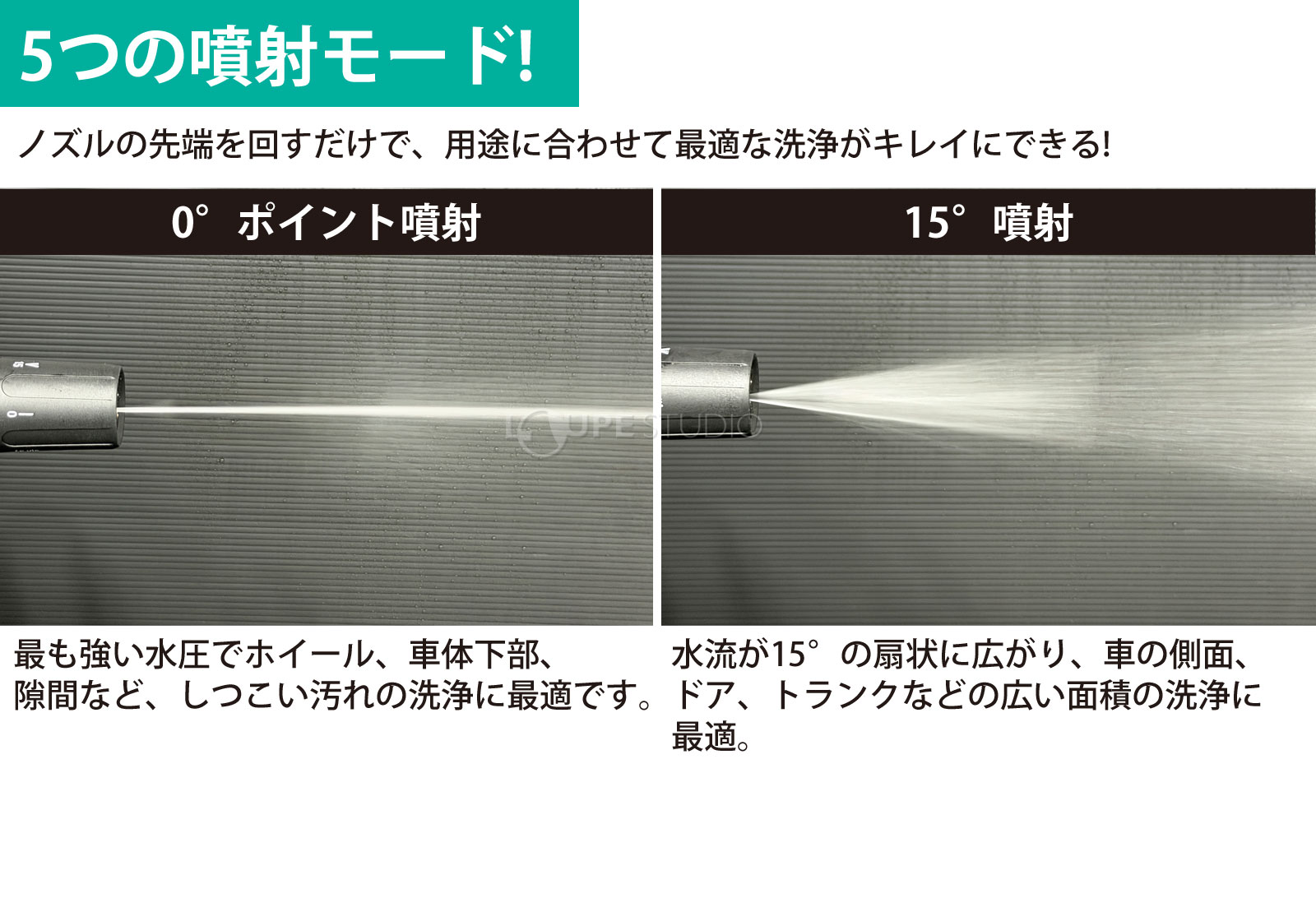 5つの噴射モード! 