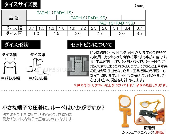 ダイスサイズ表 