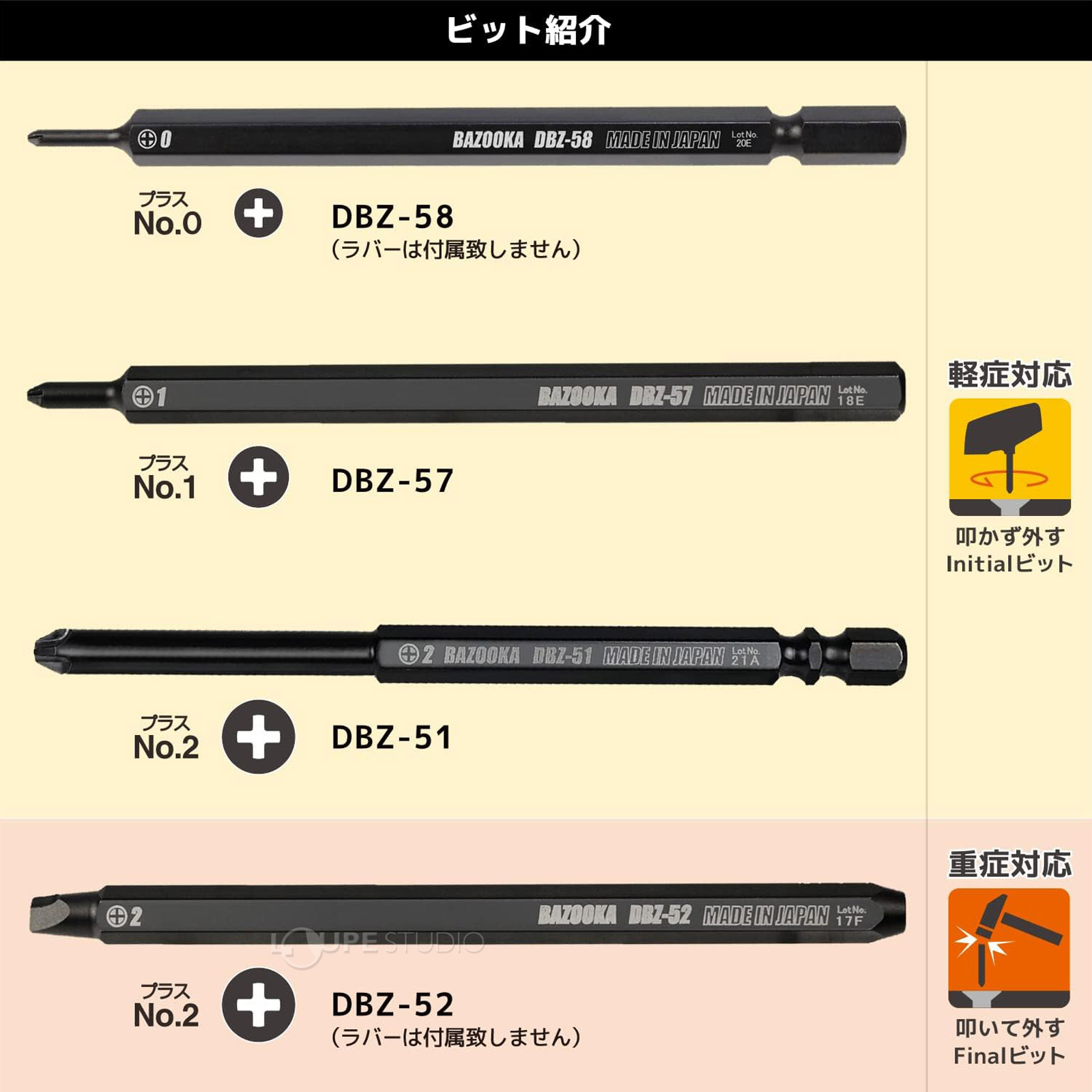 ネジザウルスGTドライヴ ネジバズーカセット DZ-76 ネジ用ビット ネジザウルスGTドライヴ ネジバズーカセット DZ-76 ネジ用ビット