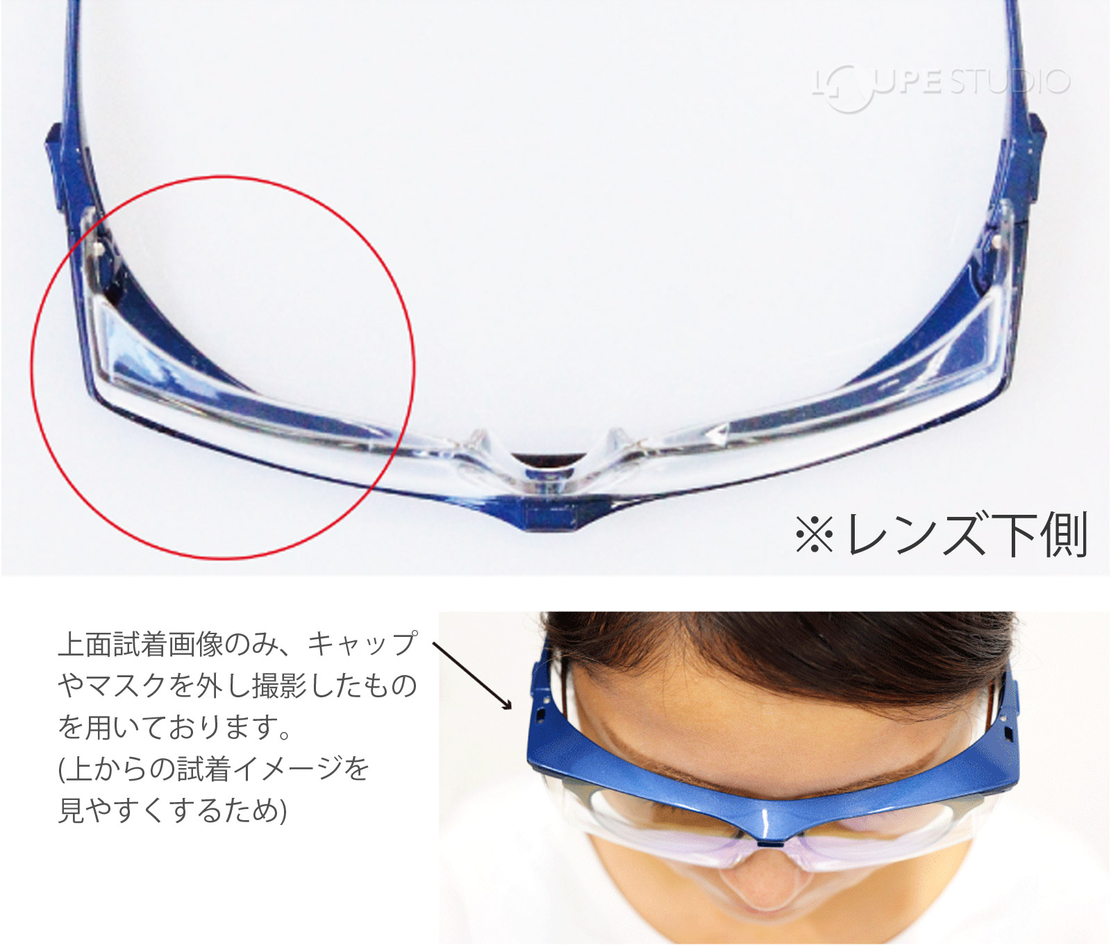 レンズ下面、サイド面からもしっかりカバーします。 