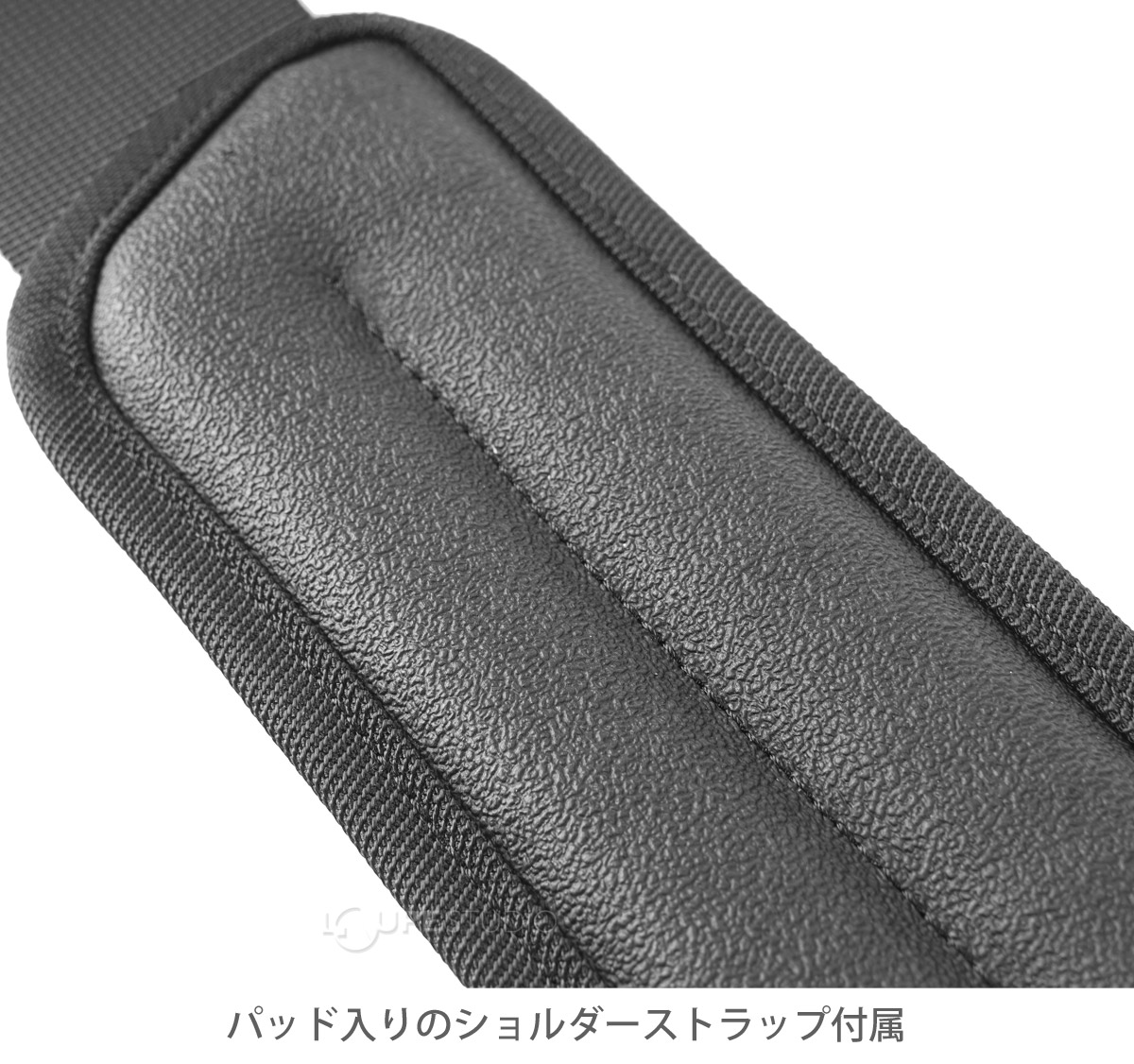 パッド入りのショルダーストラップ付属 