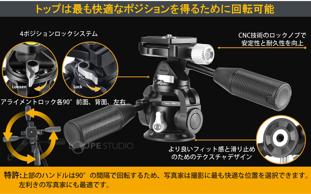 3Tプラス 三脚 カーボン4段 3WAY雲台 アルカスイス互換 オーバーヘッド