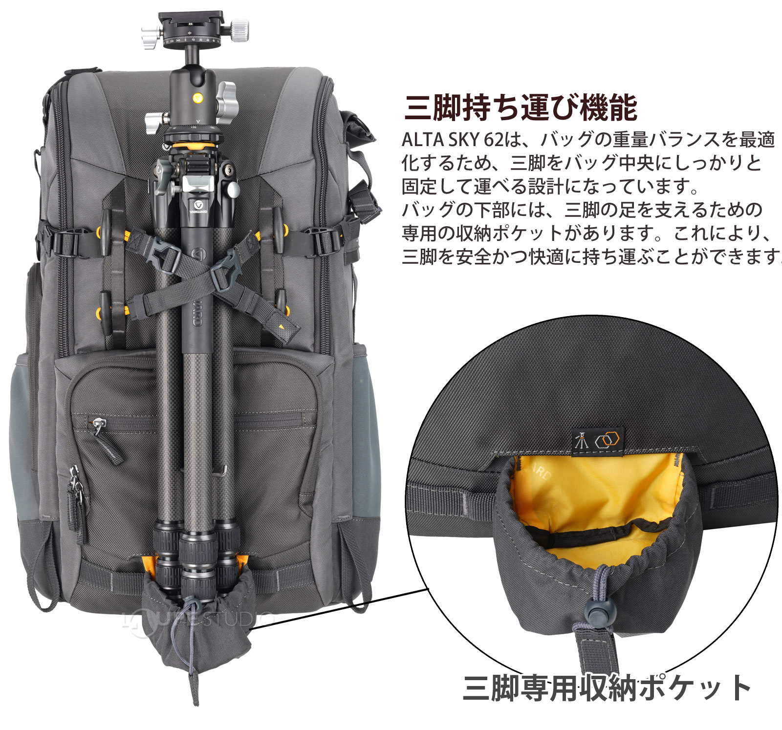 三脚持ち運び機能