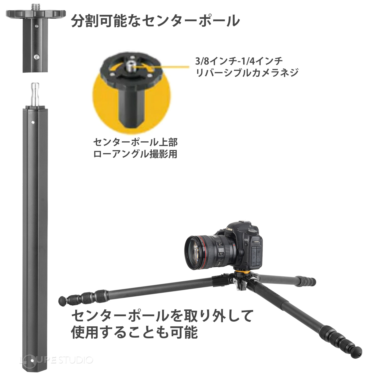 分割可能なセンターポール 