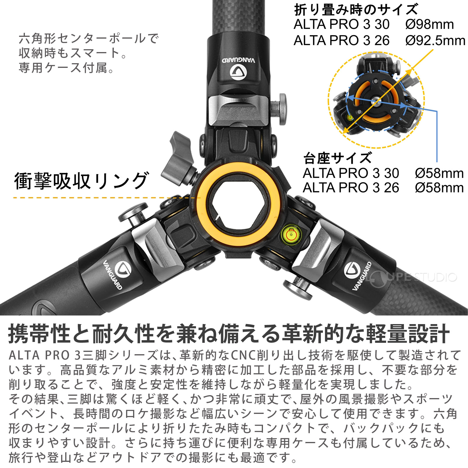 携帯性と耐久性を兼ね備える革新的な軽量設計 
