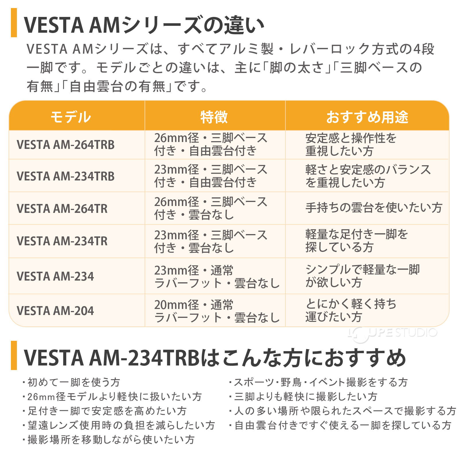 VESTA AMシリーズの違い 