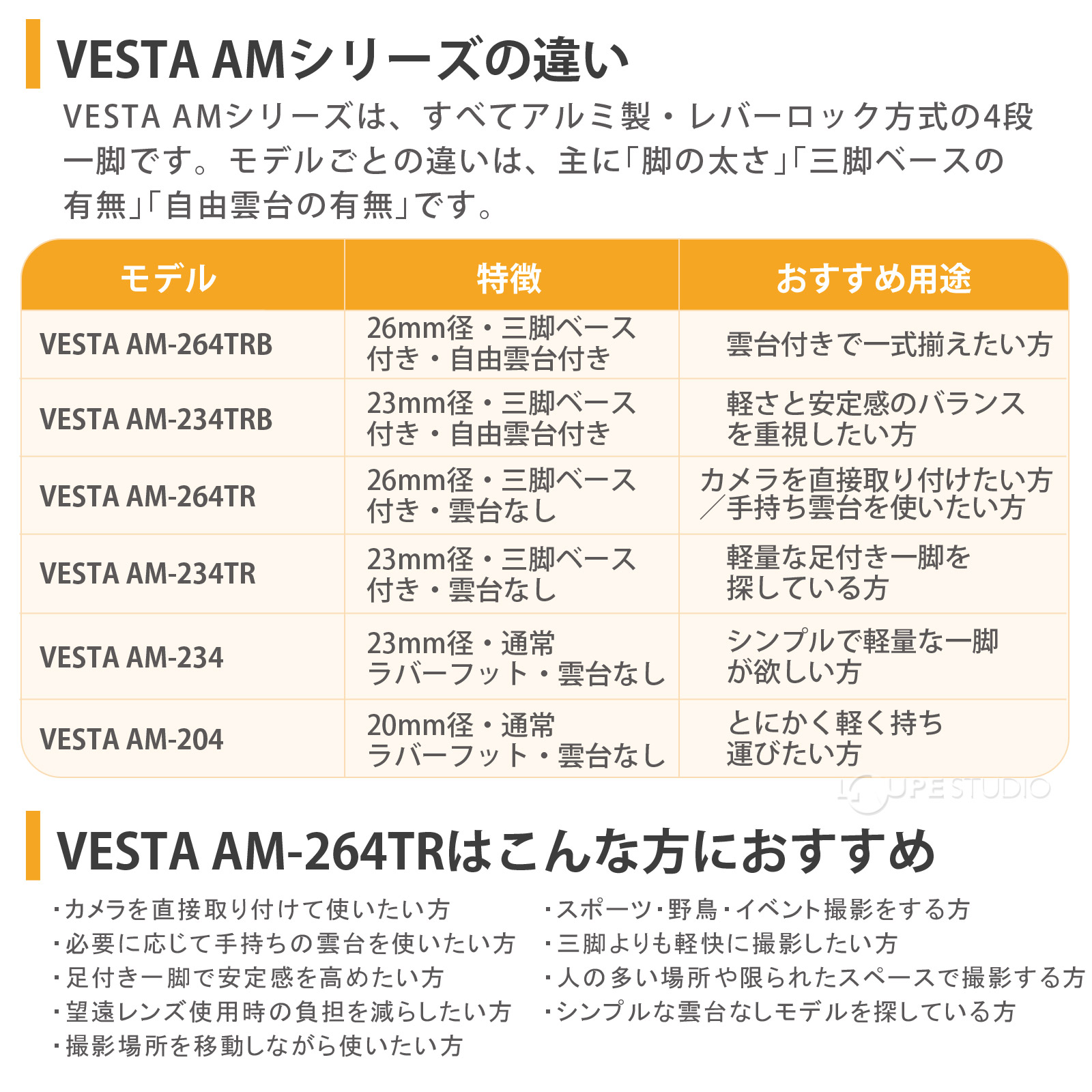 VESTA AMシリーズの違い 