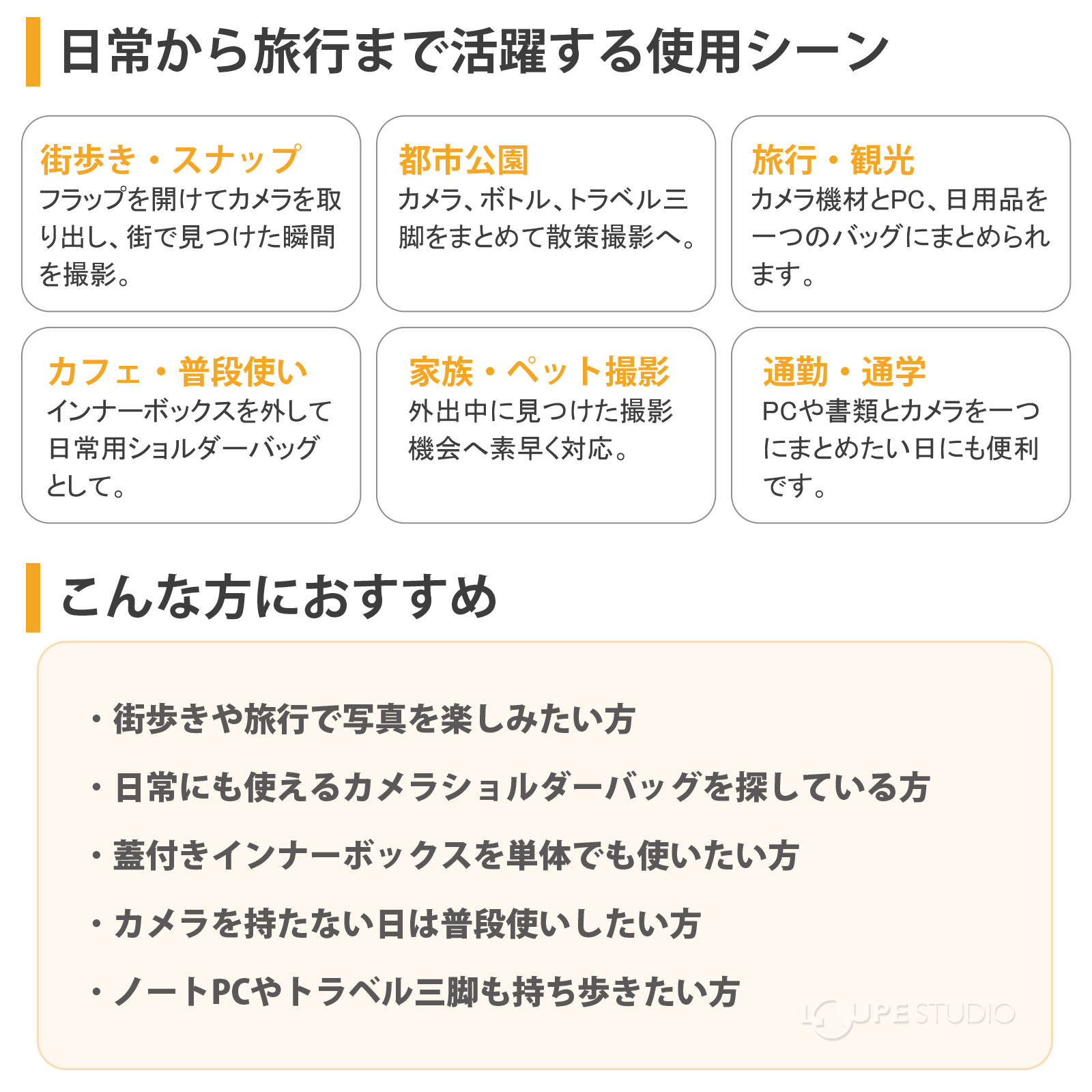 日常から旅行まで活躍する使用シーン
