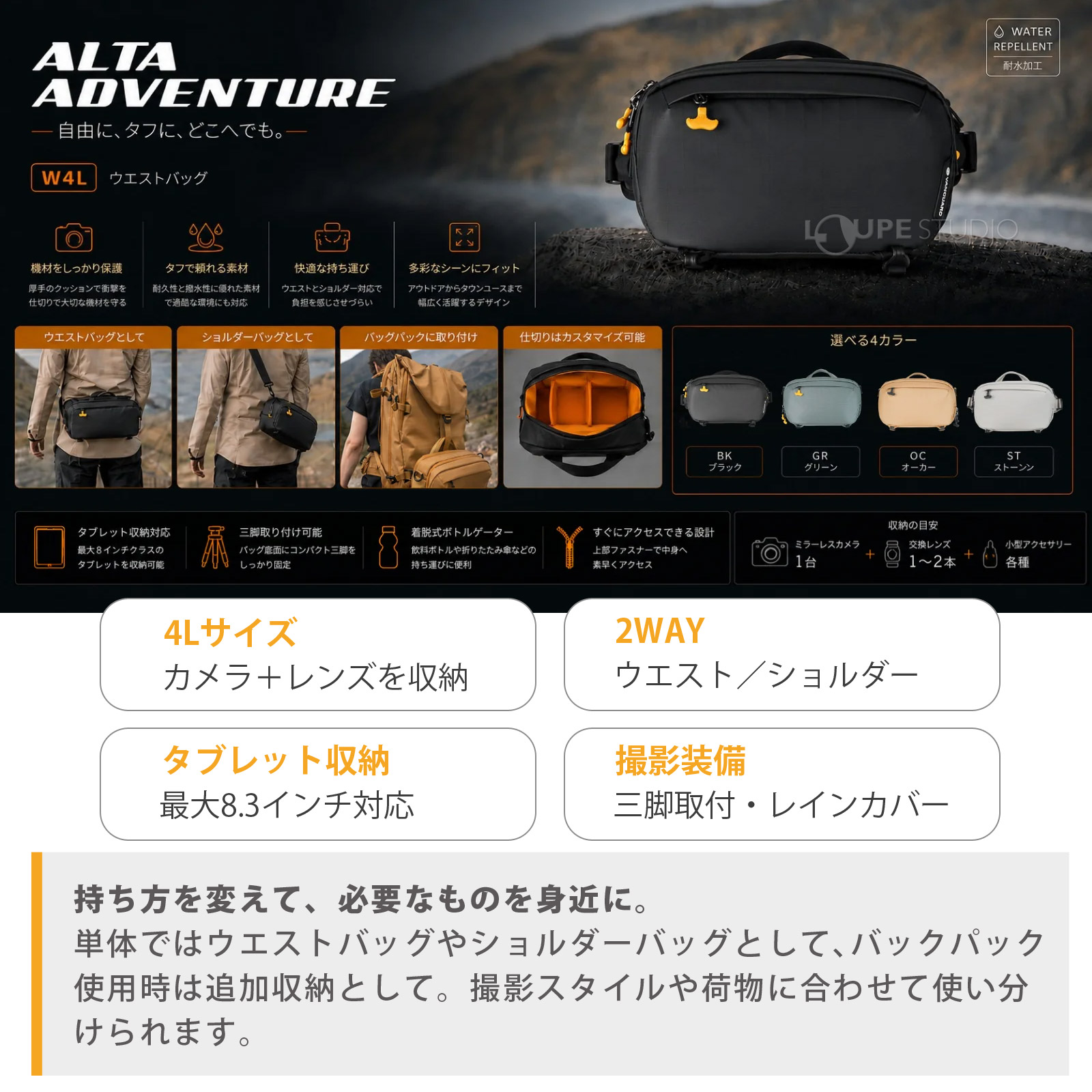 持ち方を変えて、必要なものを身近に。