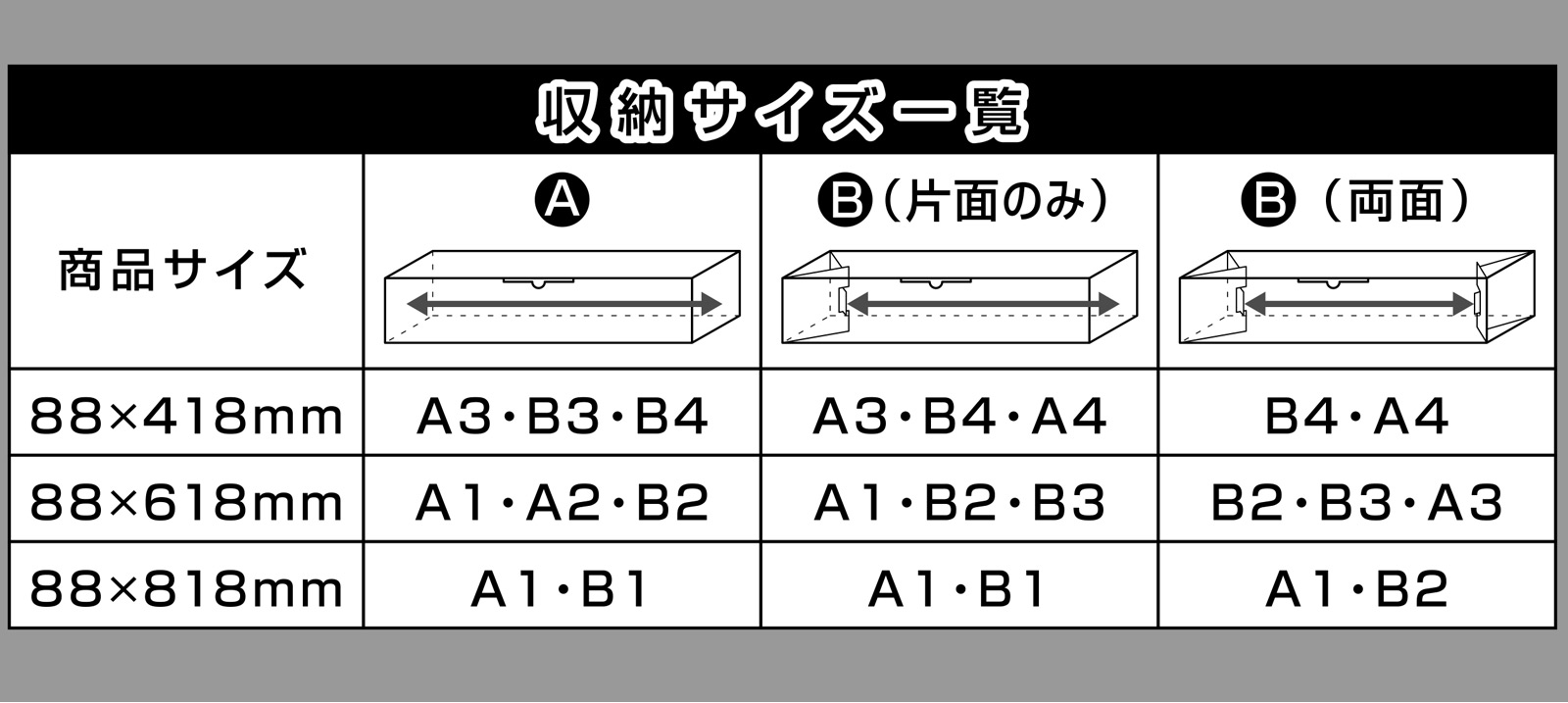 収納サイズ一覧 