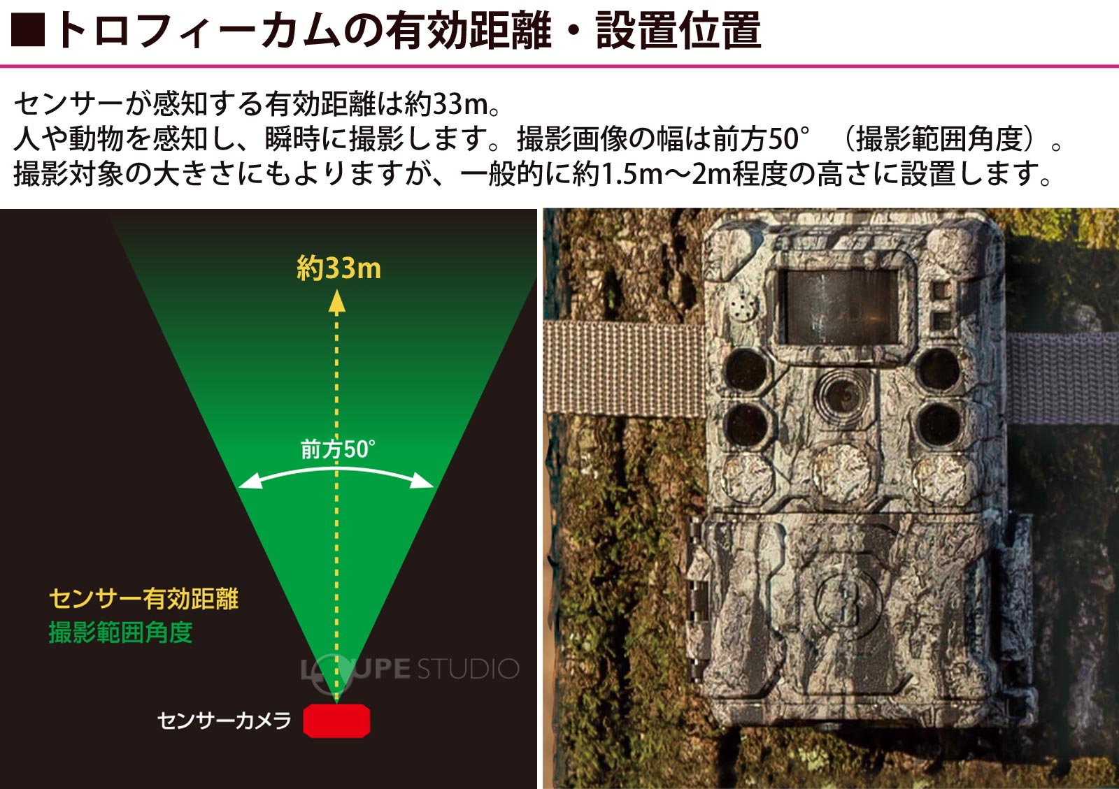 トロフィーカムの有効距離・設置位置 