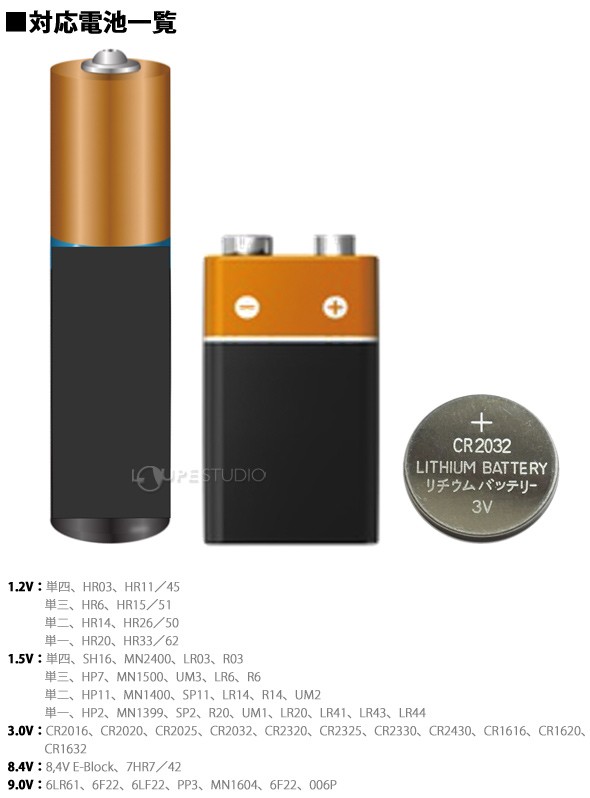対応電池一覧 