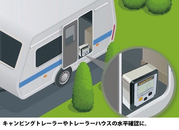 キャンピングトレーラーやトレーラーハウスの水平確認に。 