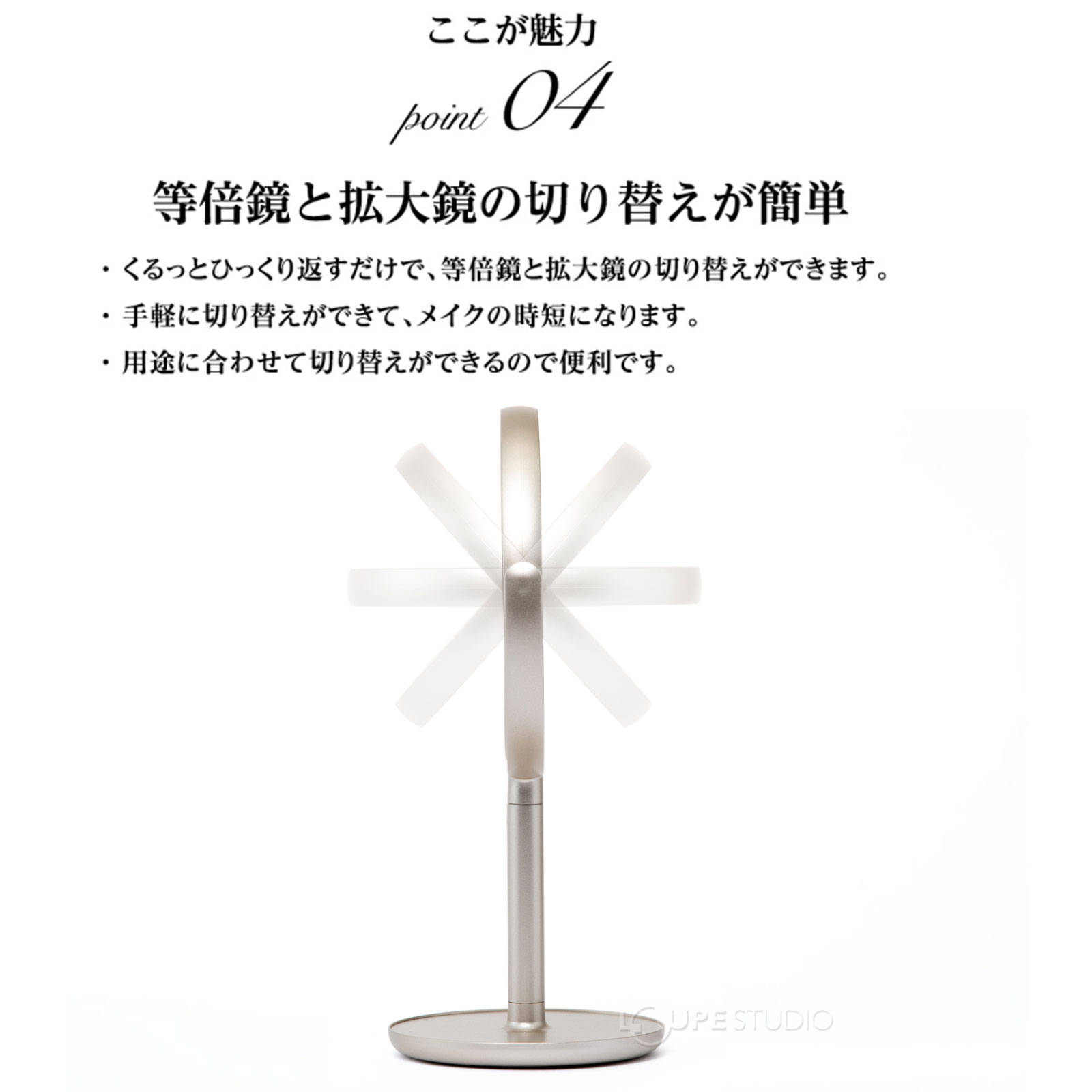 等倍鏡と拡大鏡の切替が簡単 