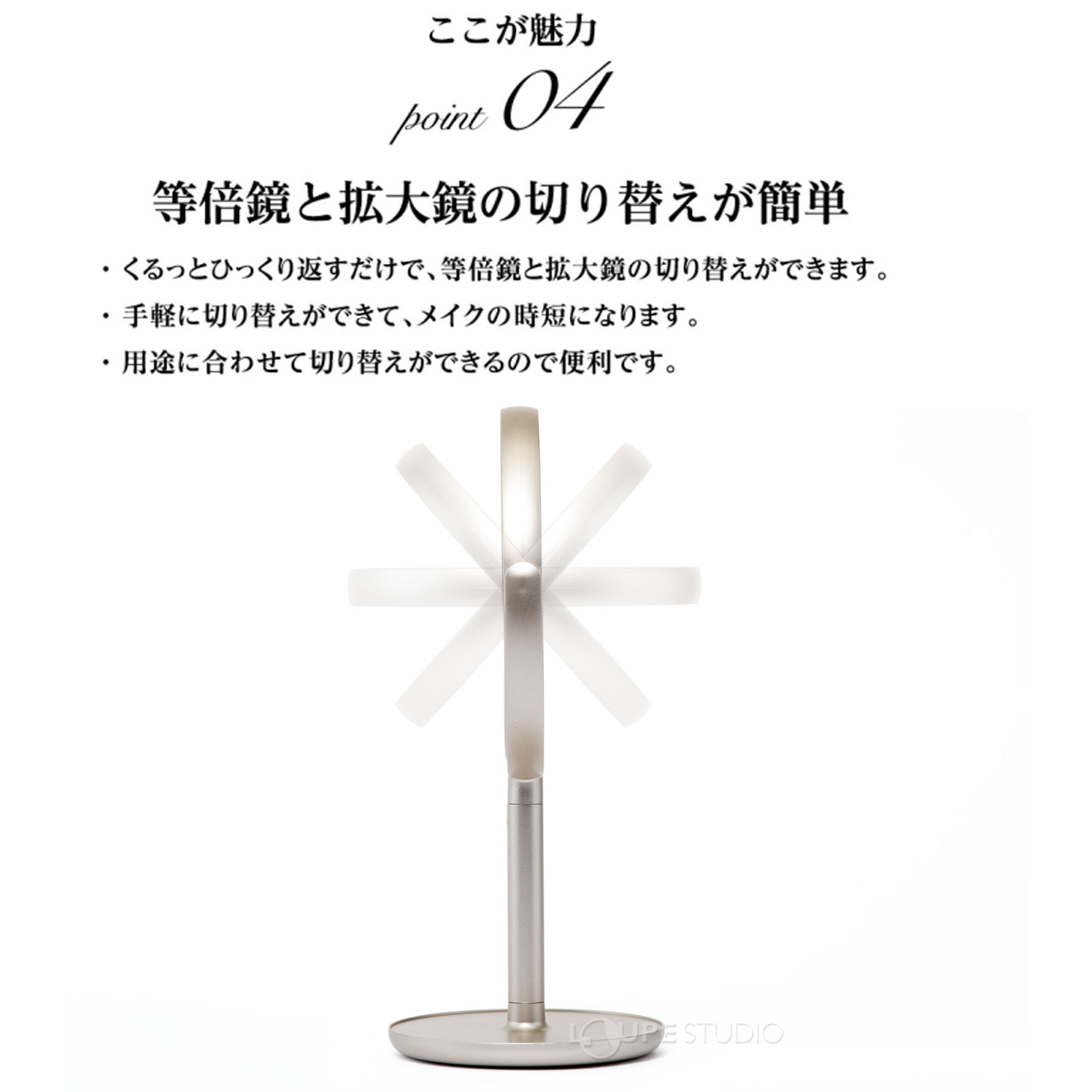 等倍鏡と拡大鏡の切替が簡単 