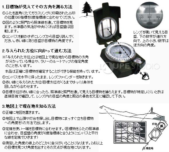 1.目標物が見えてその方角を測る方法 