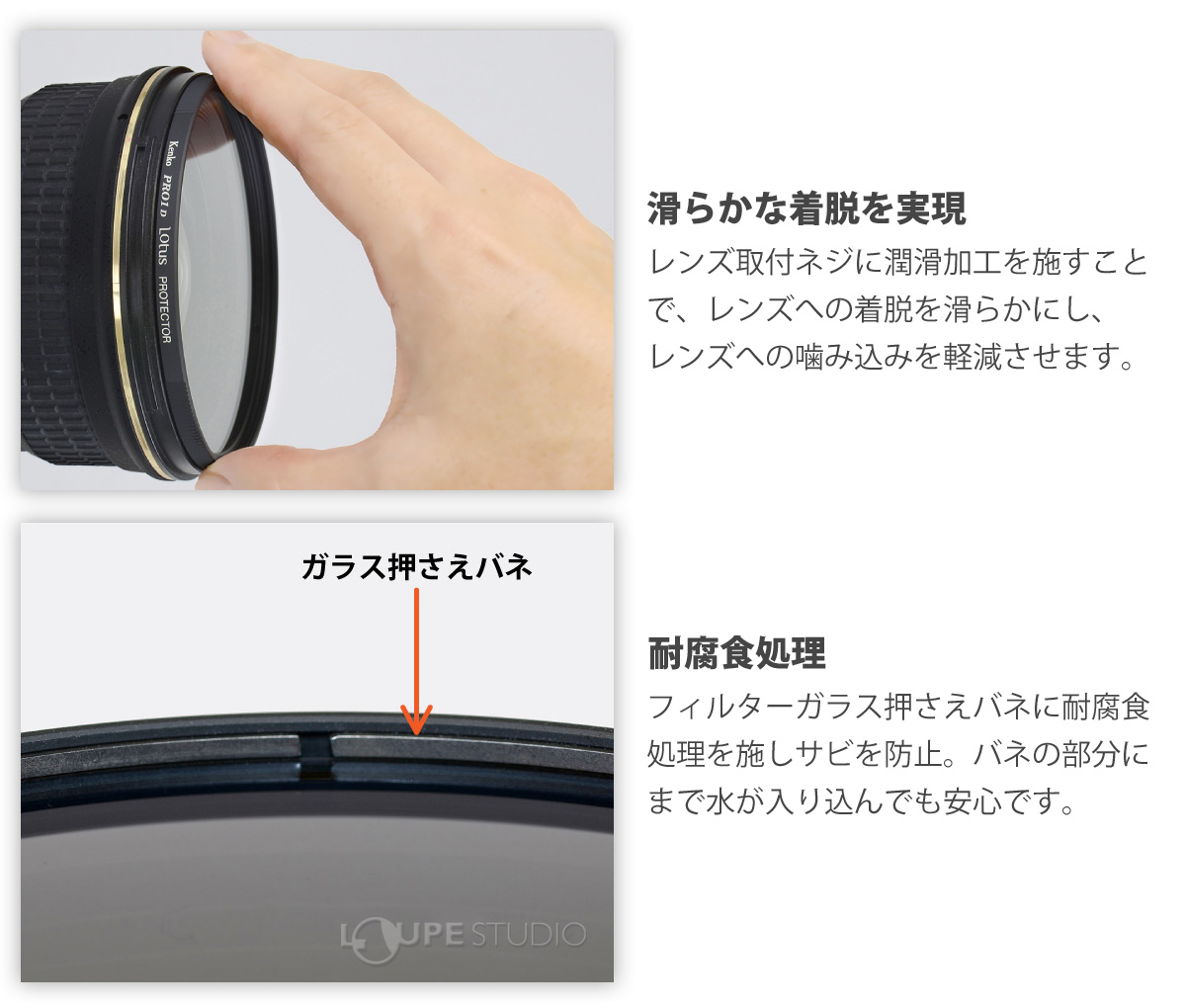 滑らかな着脱を実現 