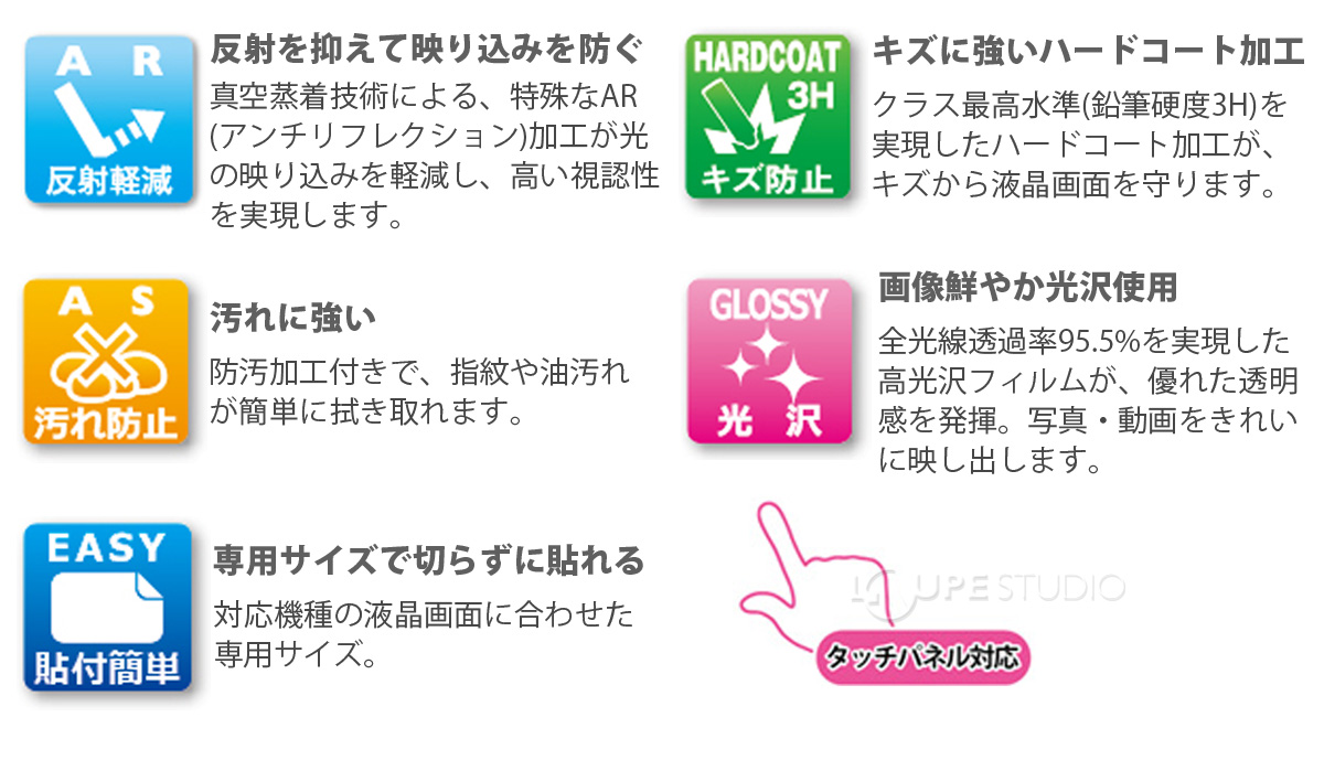 反射を抑えて映り込みを軽減 