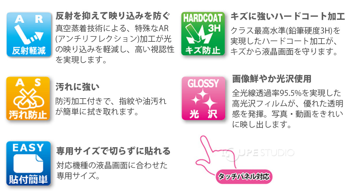 反射を抑えて映り込みを軽減 
