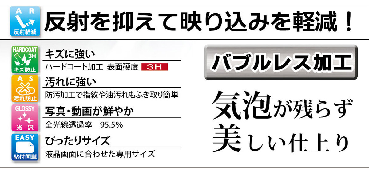 反射を抑えて映り込みを軽減 