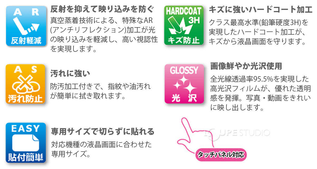 反射を抑えて映り込みを軽減 