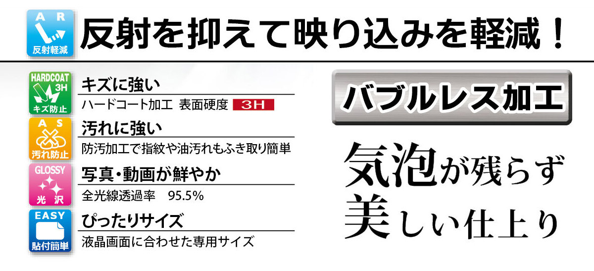反射を抑えて映り込みを軽減 