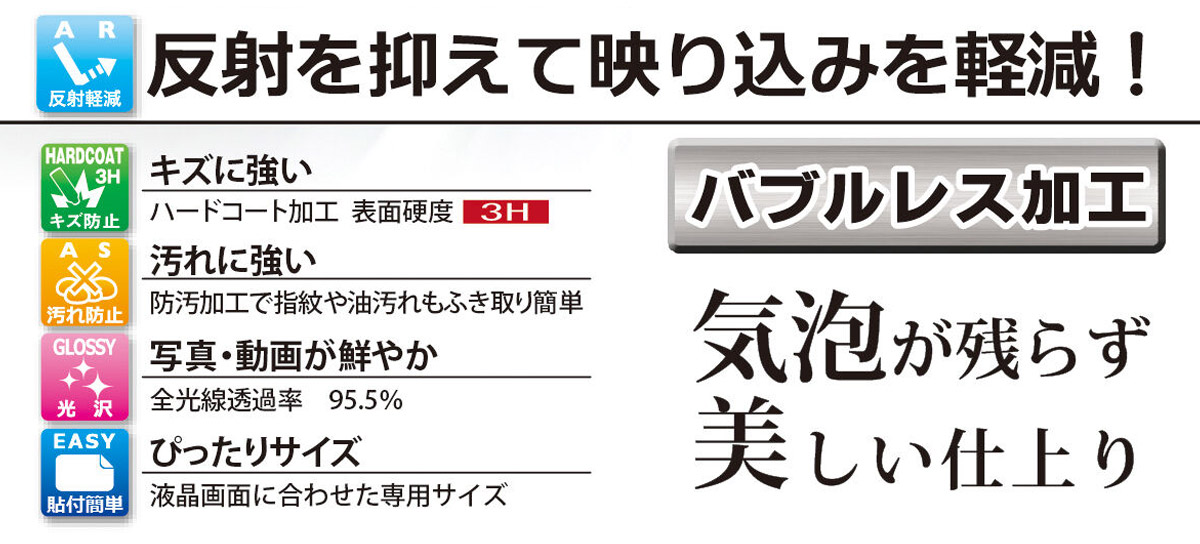 反射を抑えて映り込みを軽減 