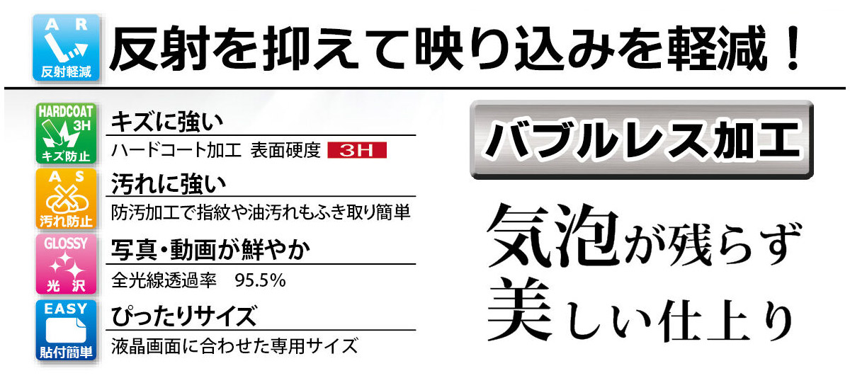反射を抑えて映り込みを軽減 