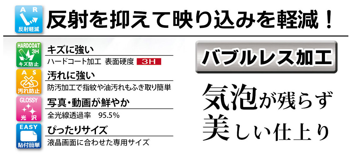 反射を抑えて映り込みを軽減 