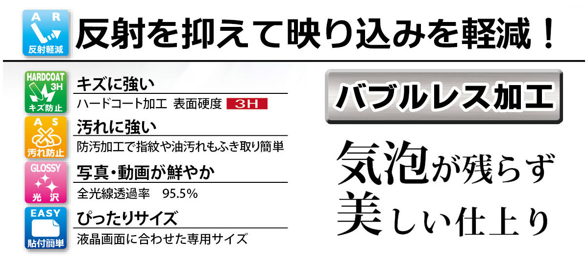反射を抑えて映り込みを軽減 
