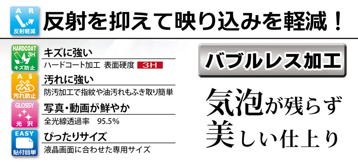 反射を抑えて映り込みを軽減 