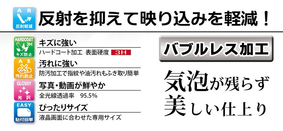 反射を抑えて映り込みを軽減 