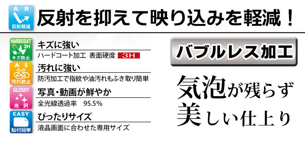 反射を抑えて映り込みを軽減 