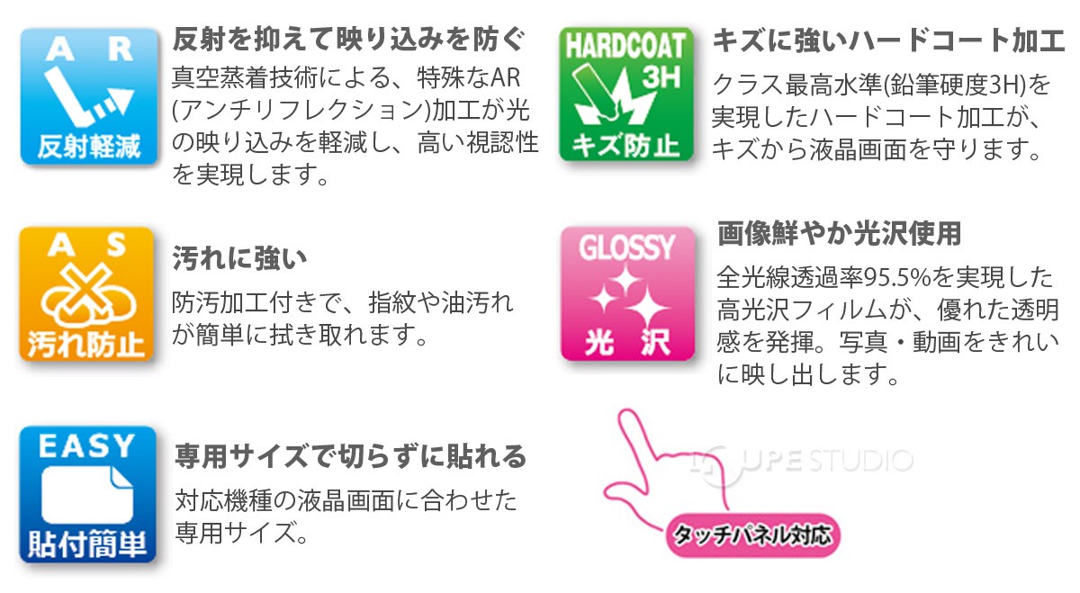 反射を抑えて映り込みを軽減 