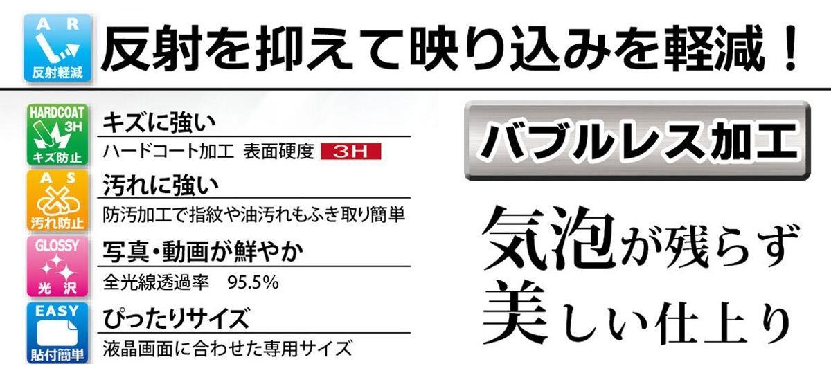 反射を抑えて映り込みを軽減 