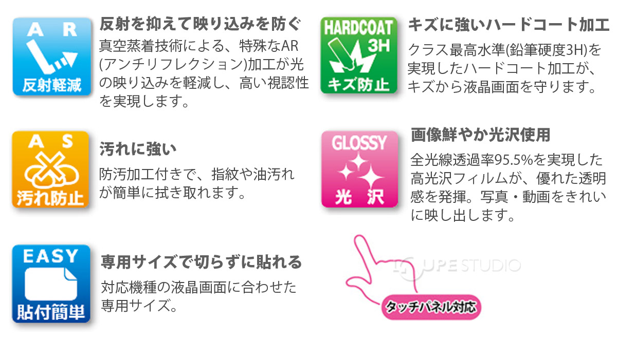 反射を抑えて映り込みを軽減 