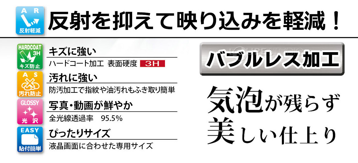 反射を抑えて映り込みを軽減
