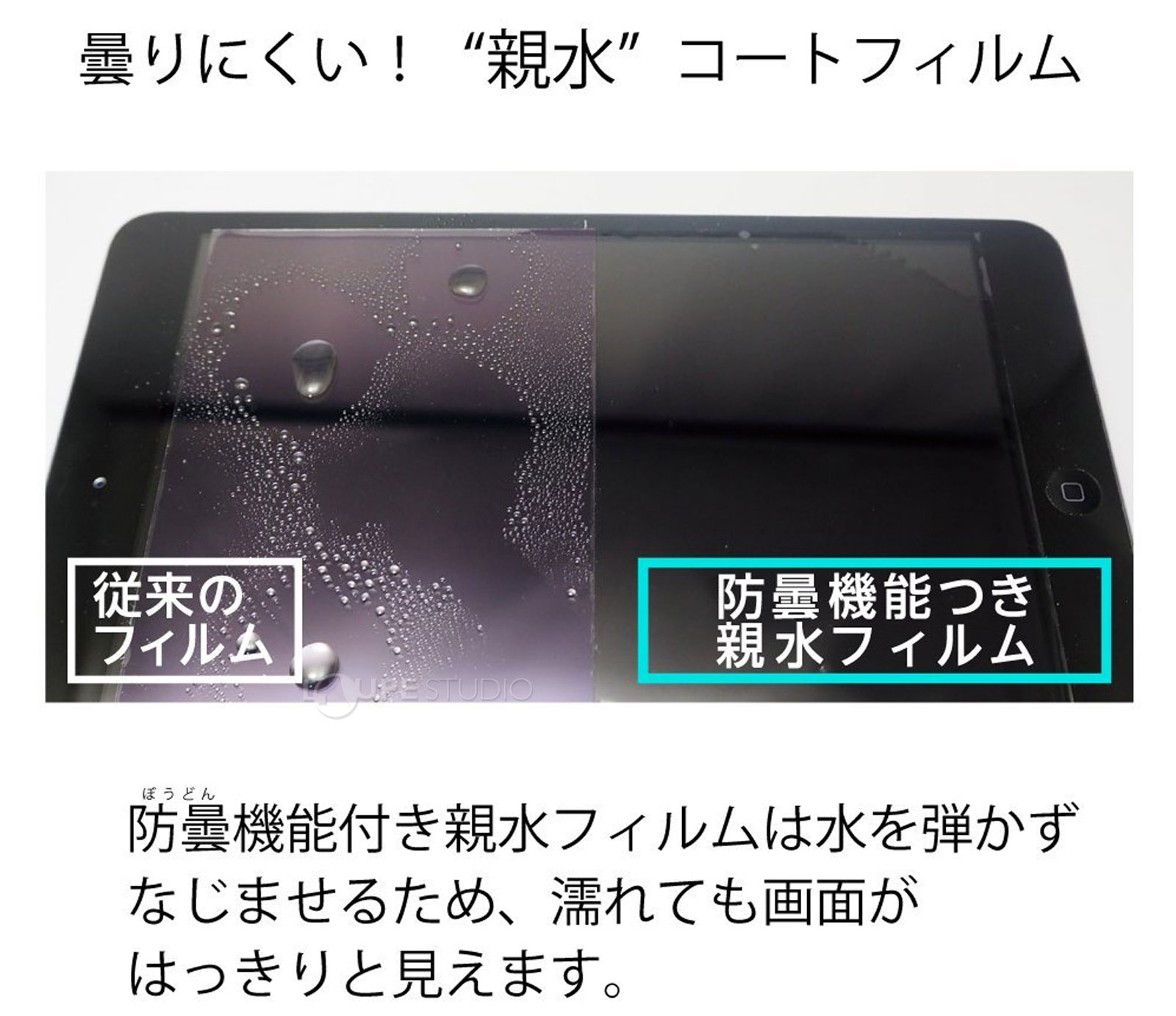 曇りにくい!「親水」コートフィルム 