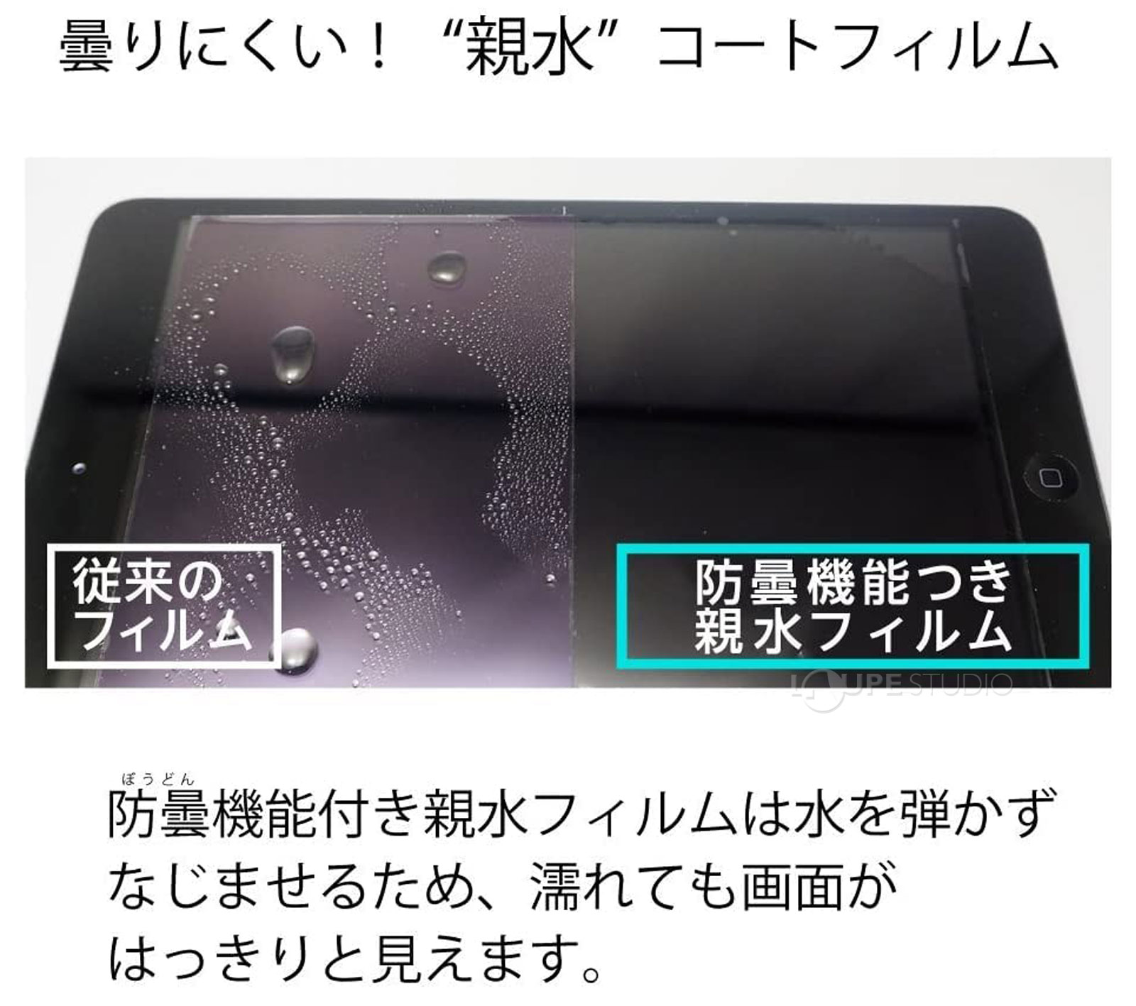 曇りにくい!「親水」コートフィルム 