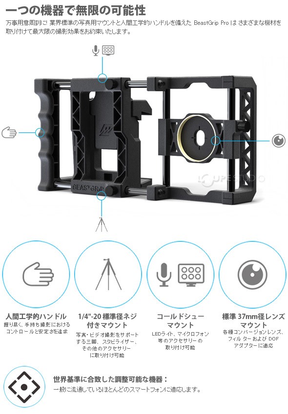 ★Beastgrip Pro ビーストグリップ スマートフォン スマホ リグ★ Beastgrip Pro Universal Camera Rig for iPhone and Android