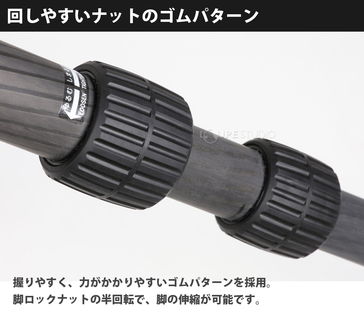 回しやすいナットのゴムパターン 