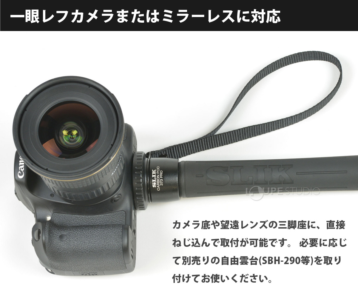 一眼レフカメラまたはミラーレスに対応 