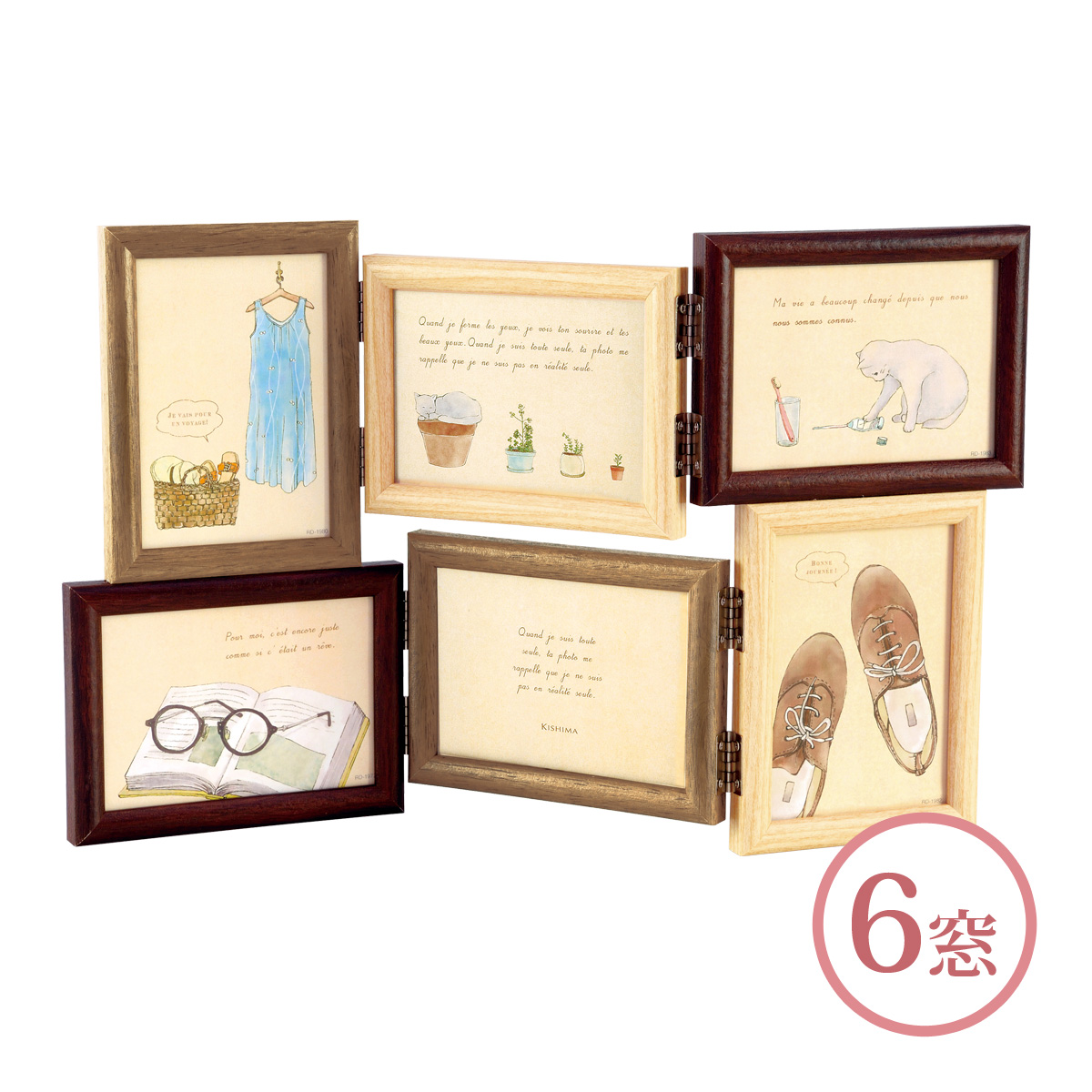 フォトフレーム 写真立て おしゃれ 壁掛け 北欧 複数 たくさん シンプル フォトスタンド ギフト プレゼント 木目調 ブラン (サービス×6) キシマ(Kishima) 