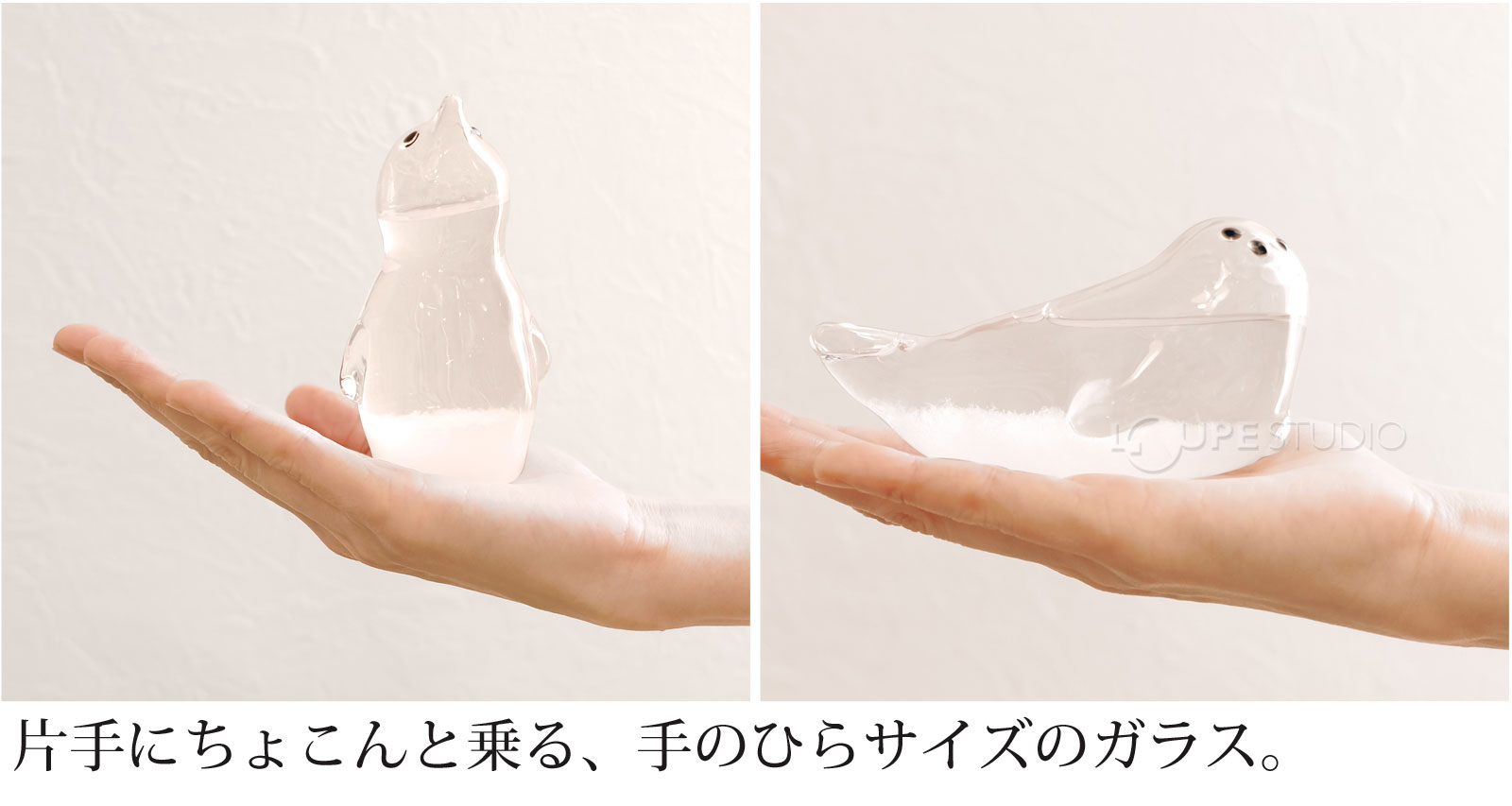 片手にちょこんと乗る、手のひらサイズのガラス。 