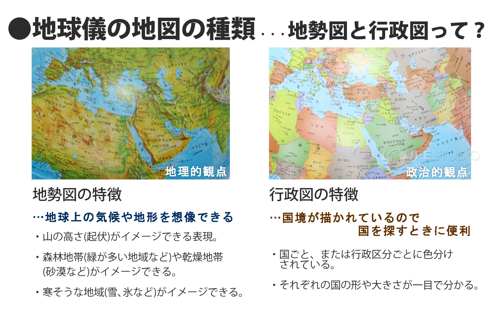 地球儀と地図について 