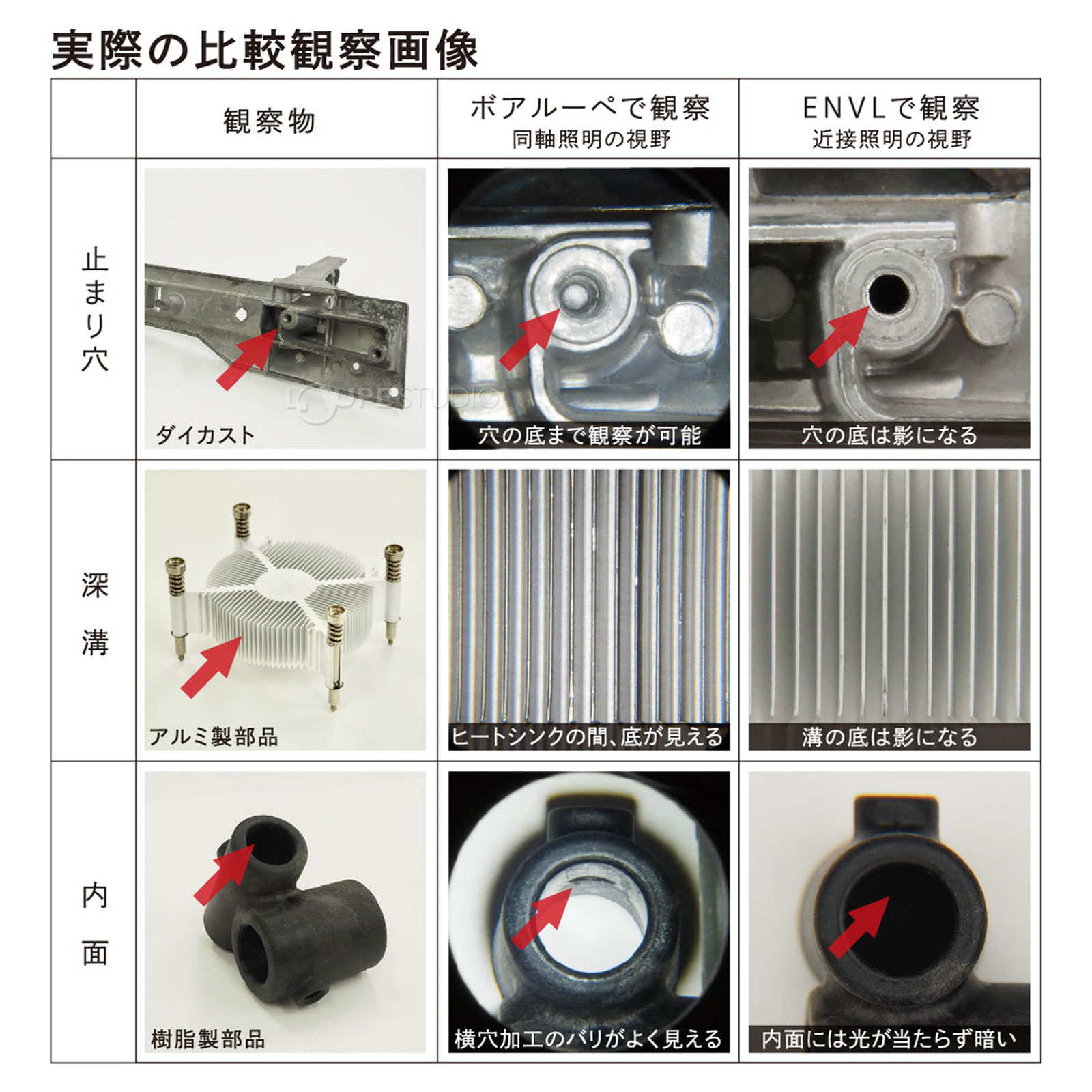 実際の比較観察画像 