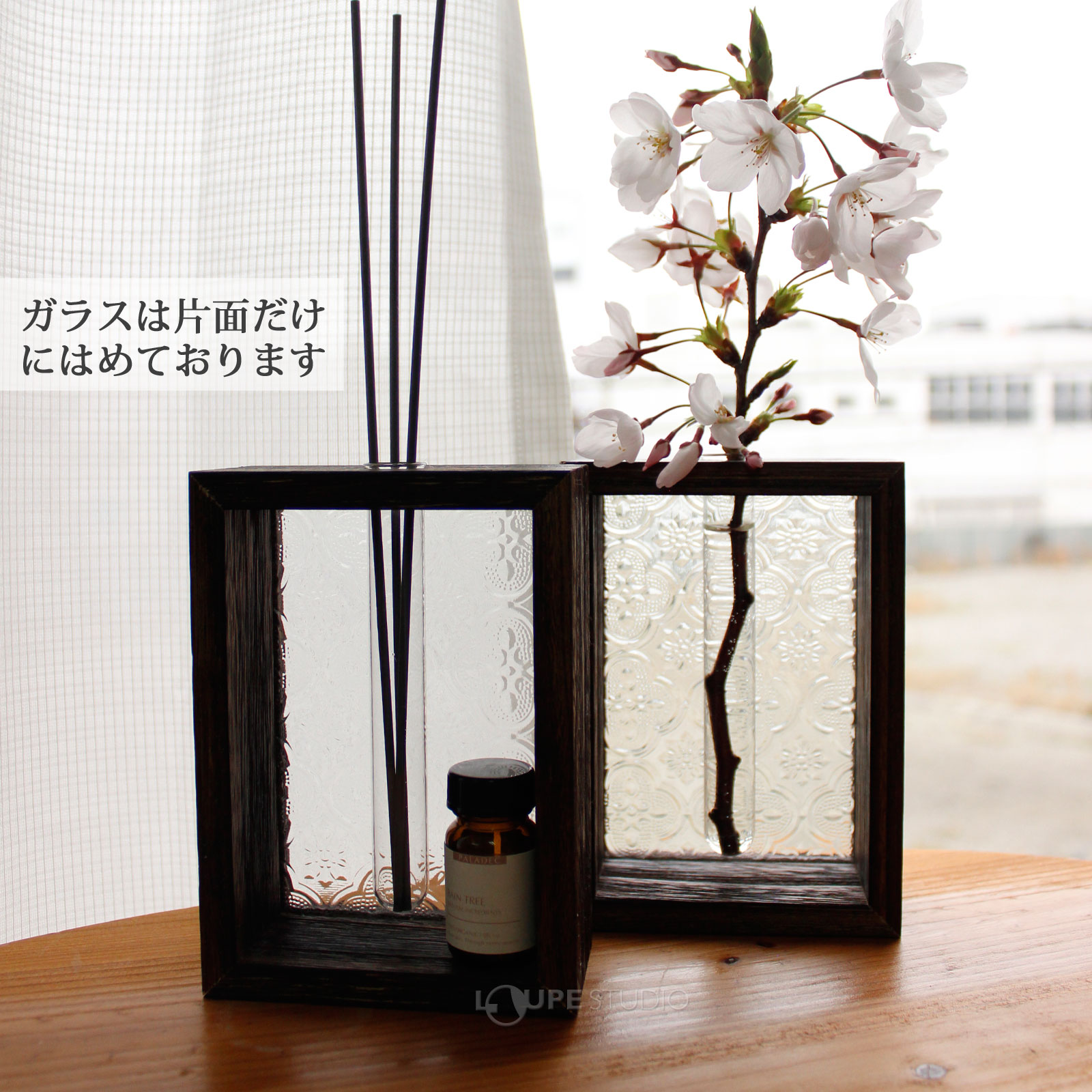 ガラスは片面だけにはめております 