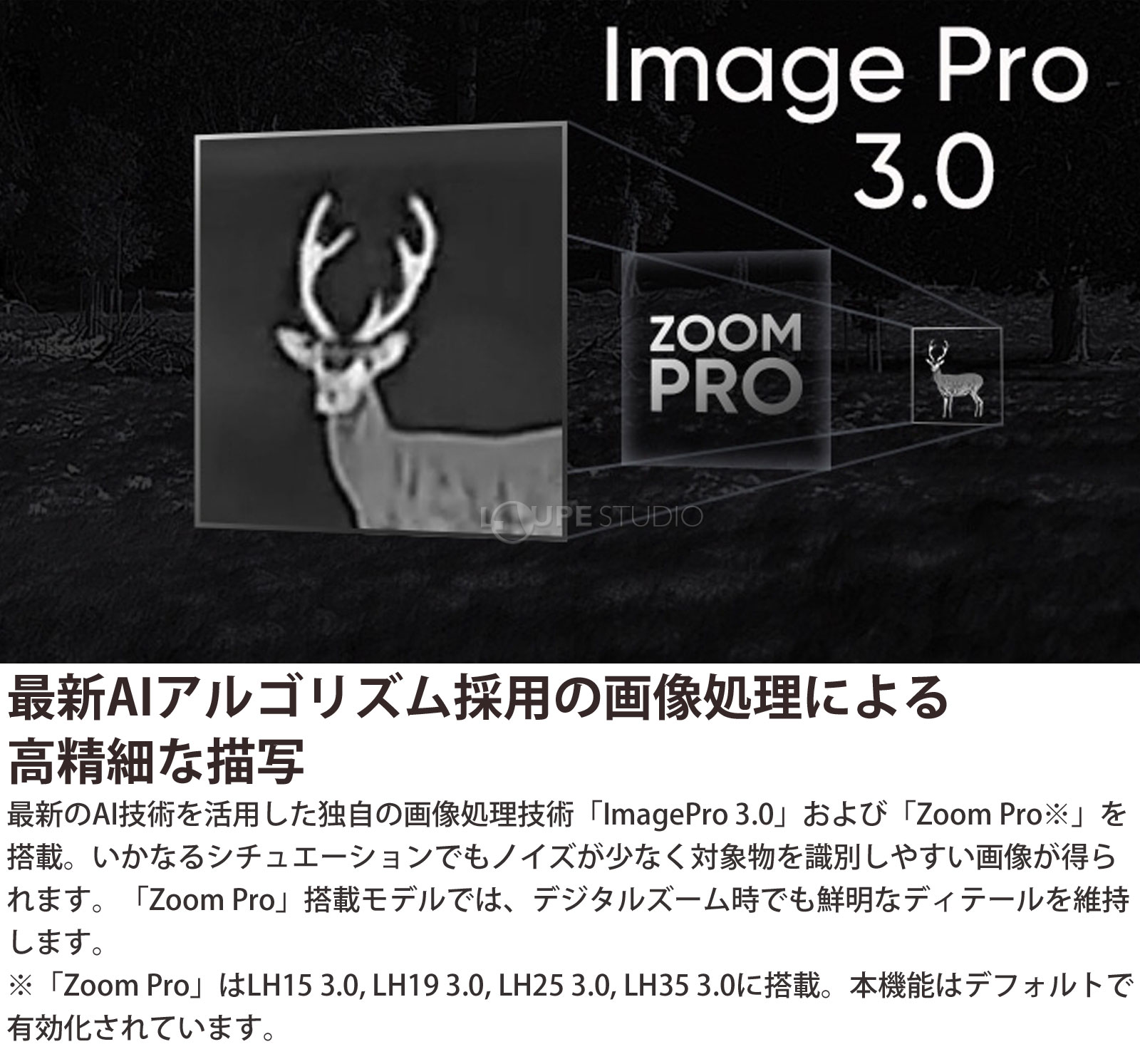 最新AIアルゴリズム採用の画像処理による高精細な描写 